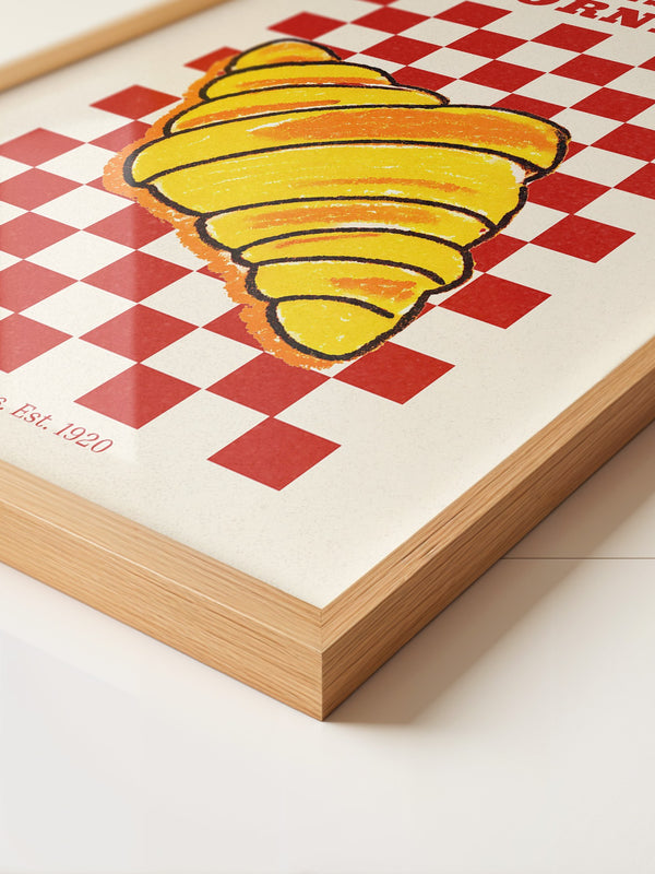 Croissant auf Rot-Weiß Karomuster