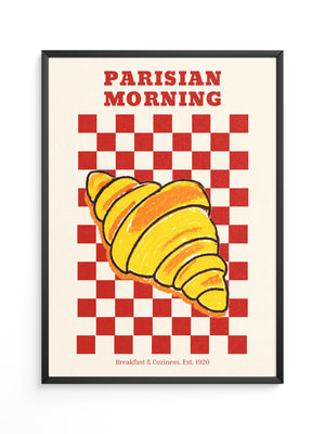 Croissant auf Rot-Weiß Karomuster