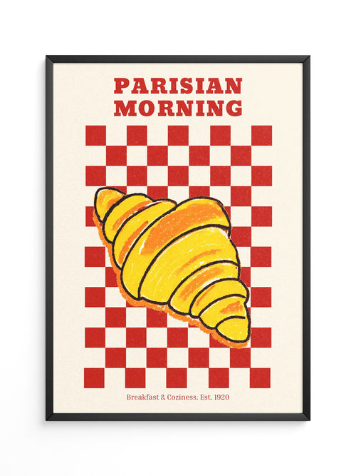 Croissant auf Rot-Weiß Karomuster