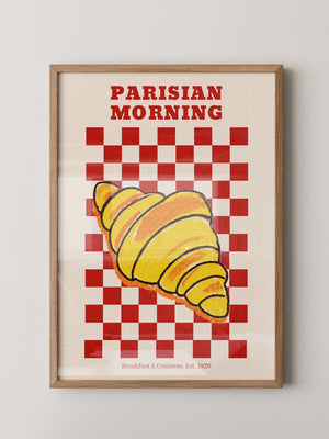 Croissant auf Rot-Weiß Karomuster