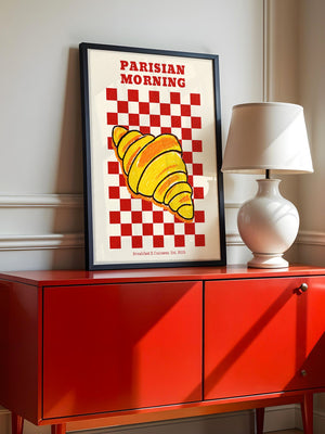 Croissant auf Rot-Weiß Karomuster