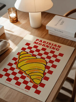 Croissant auf Rot-Weiß Karomuster