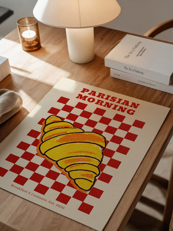 Croissant auf Rot-Weiß Karomuster