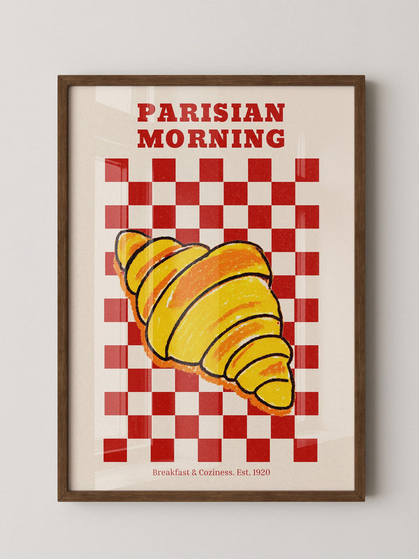 Croissant auf Rot-Weiß Karomuster