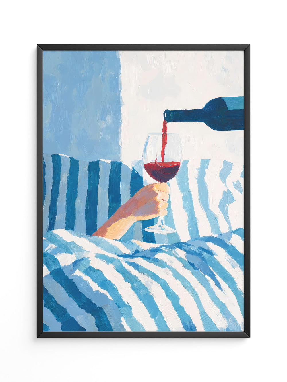 Weinglas im Bett stilisiert