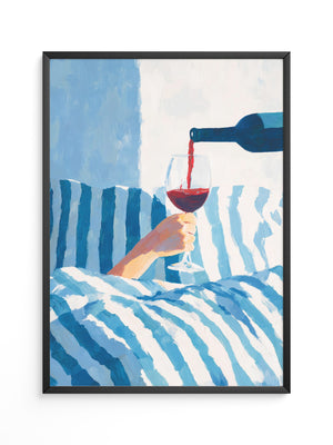 Weinglas im Bett stilisiert