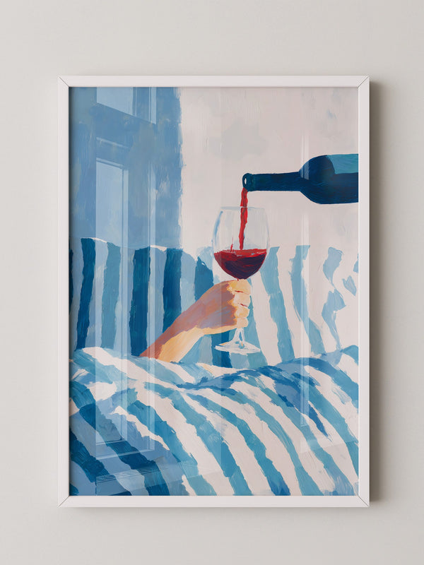 Weinglas im Bett stilisiert