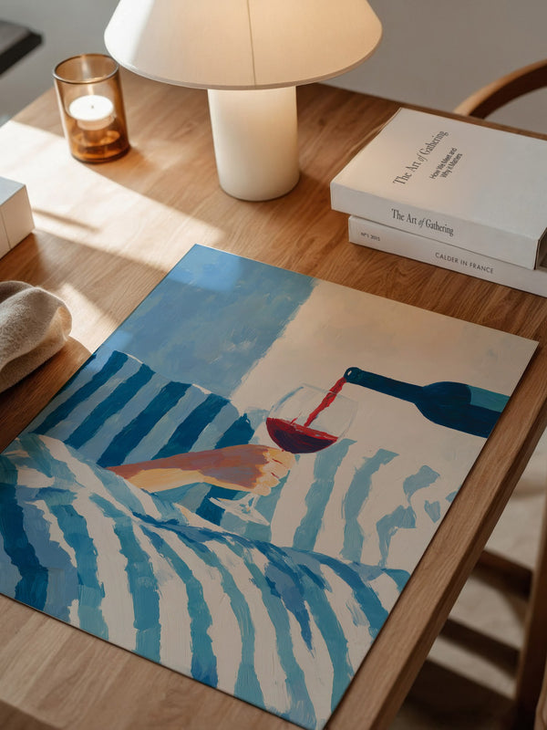 Weinglas im Bett stilisiert