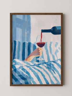 Weinglas im Bett stilisiert