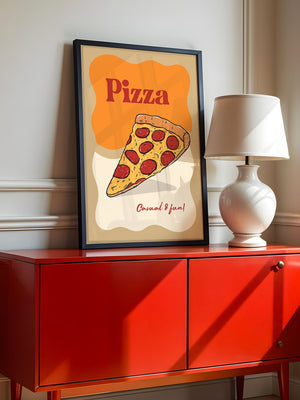Pizza Scheibe Cartoon Stil