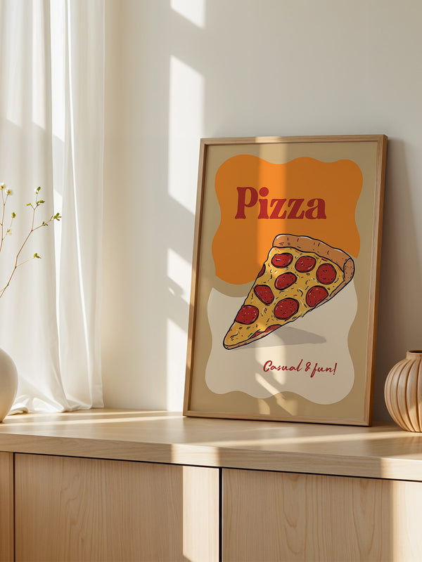 Pizza Scheibe Cartoon Stil
