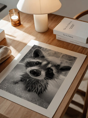 Waschbär Schwarzweiß Schaumbad