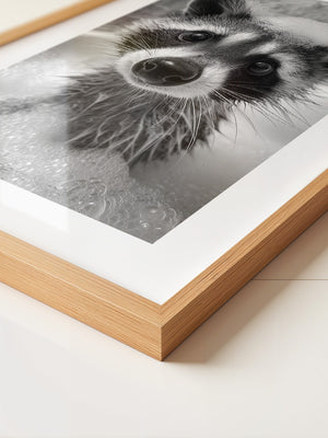 Waschbär Schwarzweiß Schaumbad