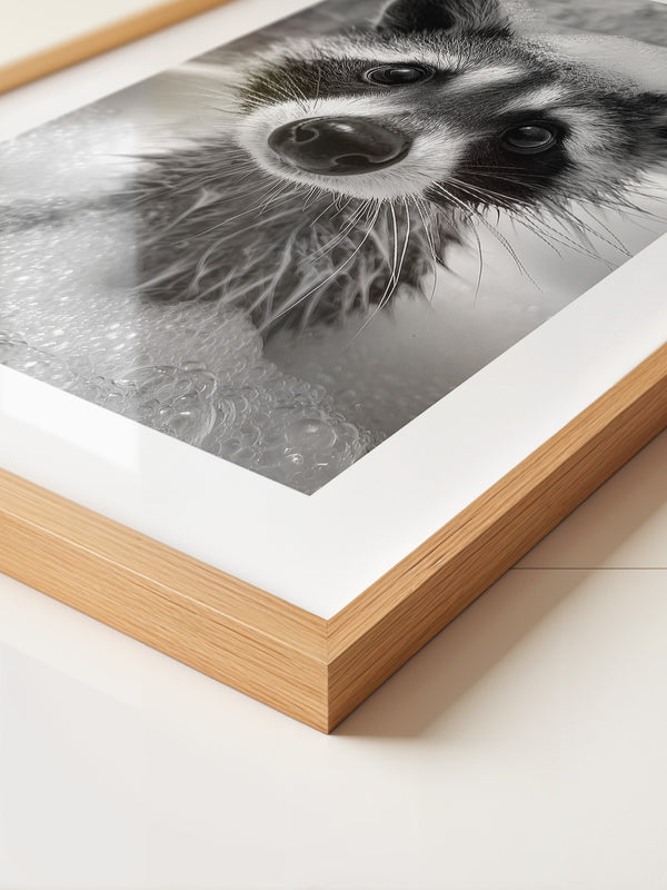 Waschbär Schwarzweiß Schaumbad