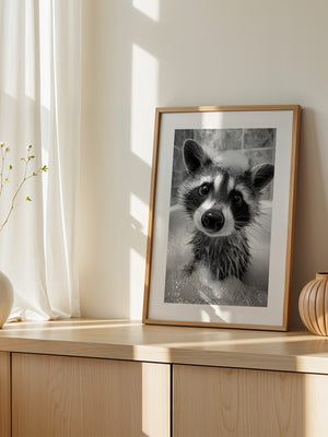 Waschbär Schwarzweiß Schaumbad