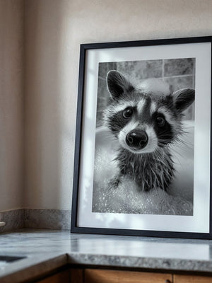 Waschbär Schwarzweiß Schaumbad