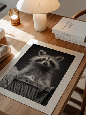 Waschbär Korbschwarzweiß