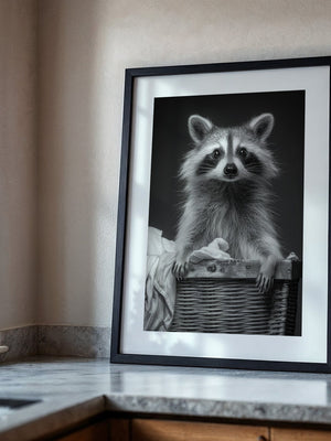 Waschbär Korbschwarzweiß