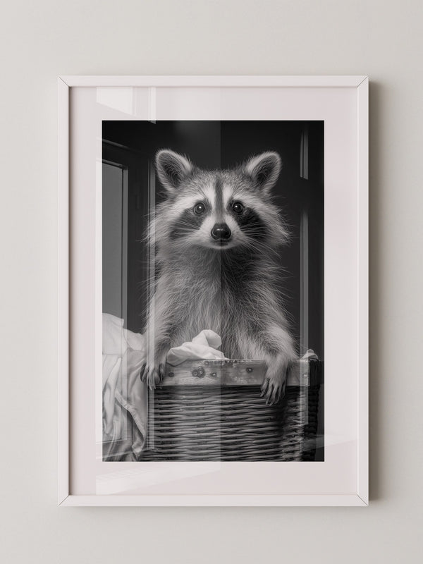 Waschbär Korbschwarzweiß