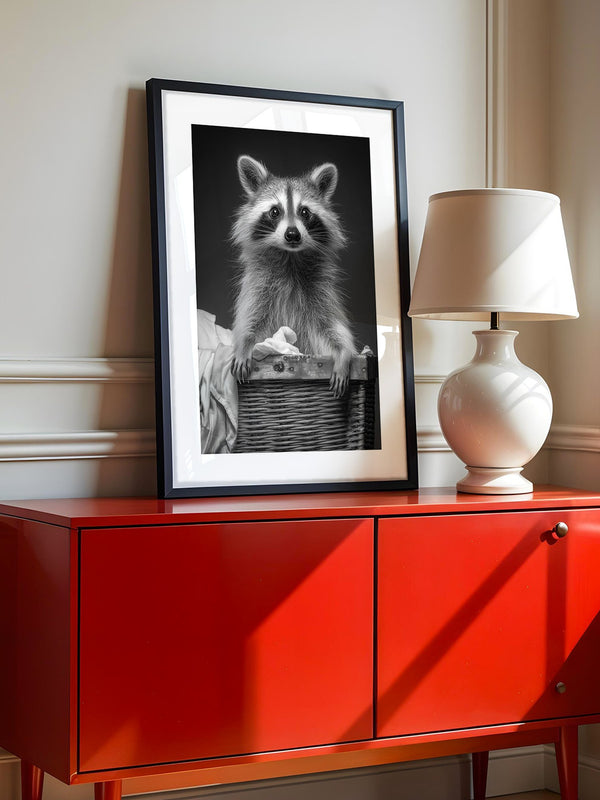 Waschbär Korbschwarzweiß