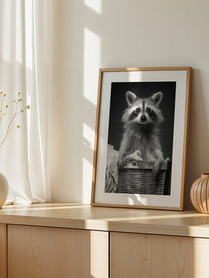 Waschbär Korbschwarzweiß