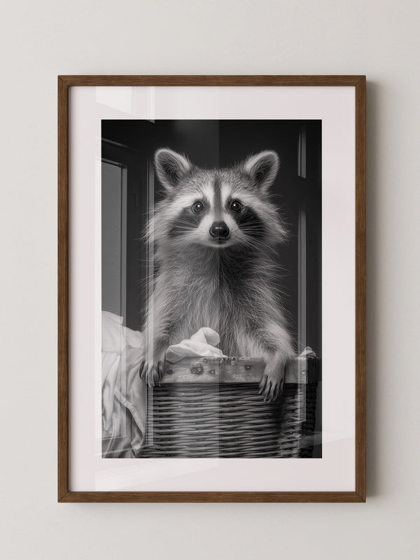 Waschbär Korbschwarzweiß