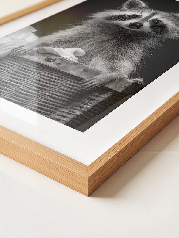 Waschbär Korbschwarzweiß