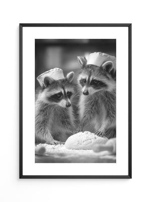 Waschbären Bäcker Schwarzweiß