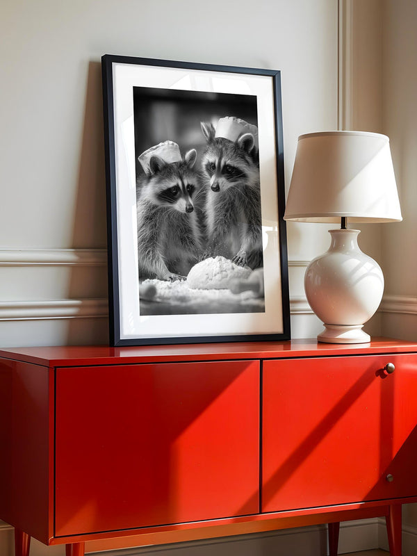 Waschbären Bäcker Schwarzweiß