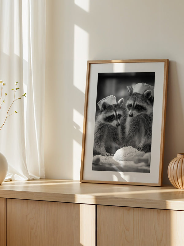 Waschbären Bäcker Schwarzweiß