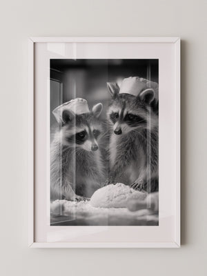 Waschbären Bäcker Schwarzweiß