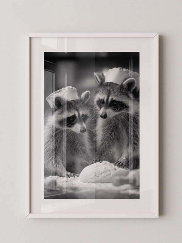 Waschbären Bäcker Schwarzweiß