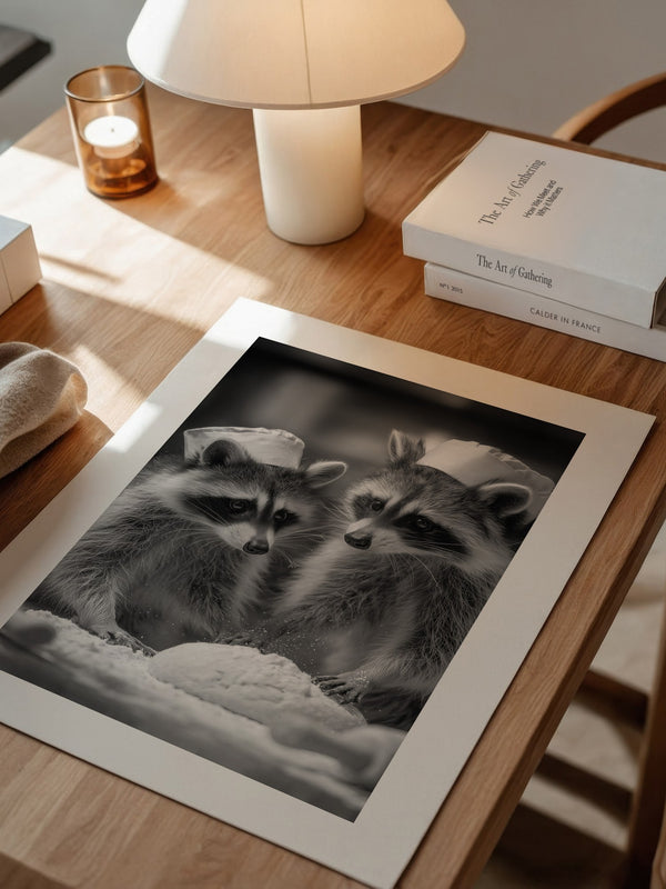 Waschbären Bäcker Schwarzweiß