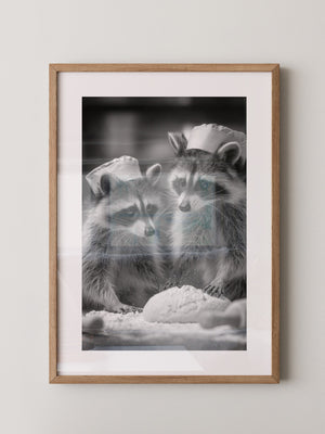 Waschbären Bäcker Schwarzweiß