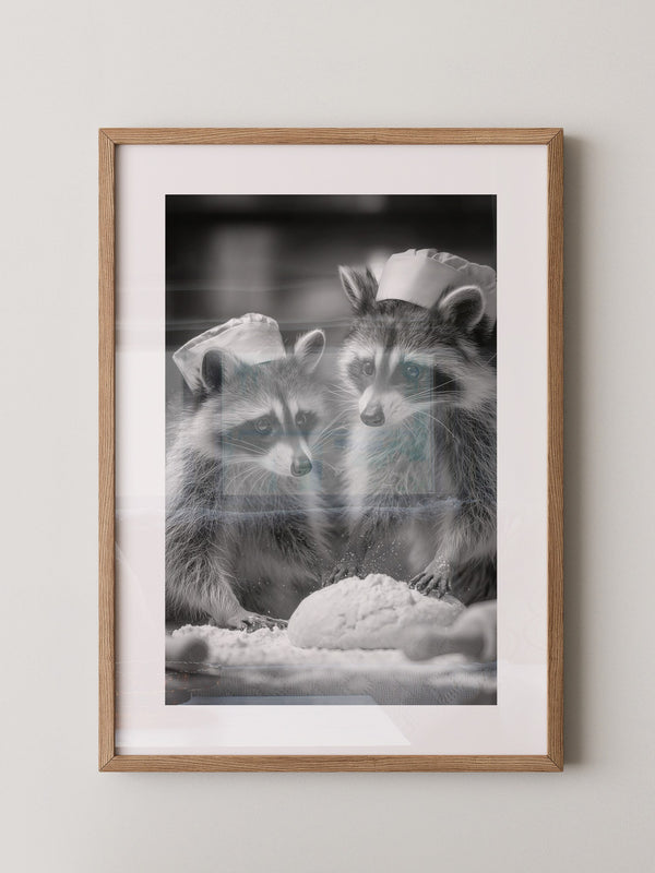 Waschbären Bäcker Schwarzweiß