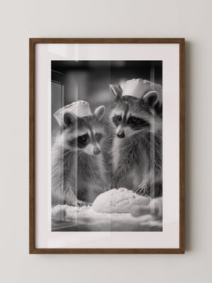 Waschbären Bäcker Schwarzweiß