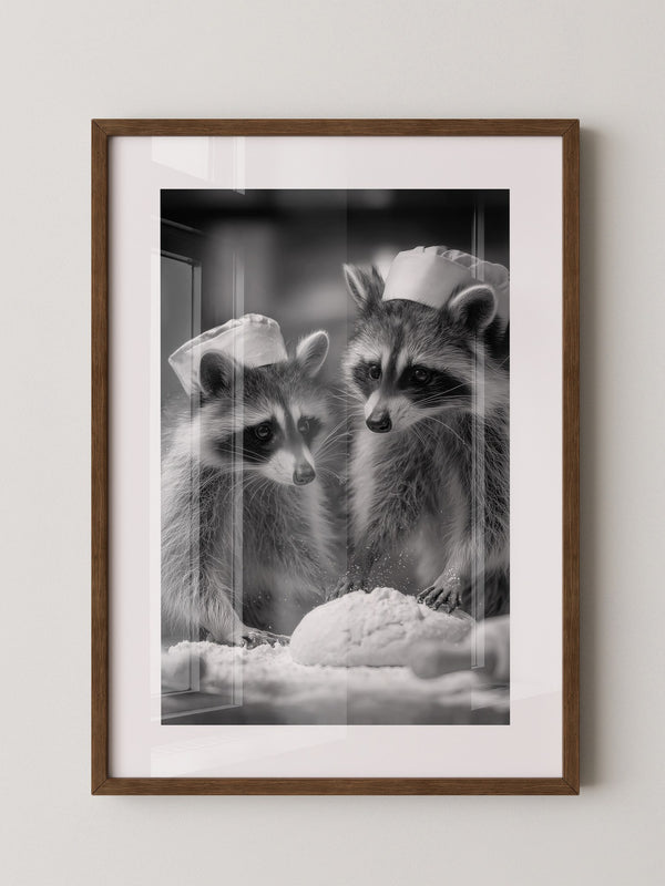 Waschbären Bäcker Schwarzweiß