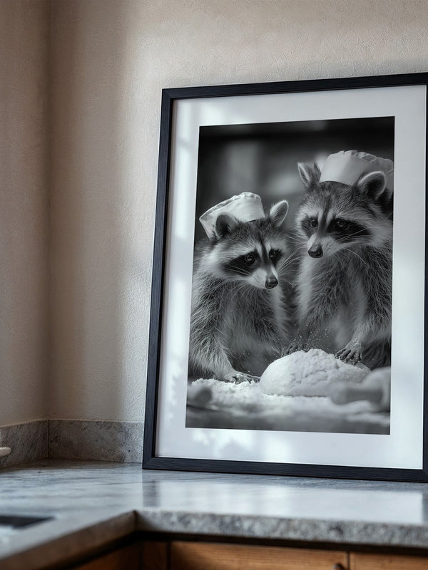 Waschbären Bäcker Schwarzweiß