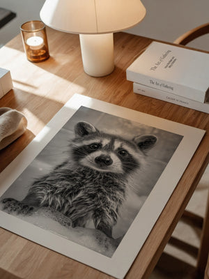 Waschbär Schaum Schwarzweiß