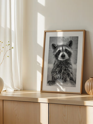 Waschbär Schaum Schwarzweiß