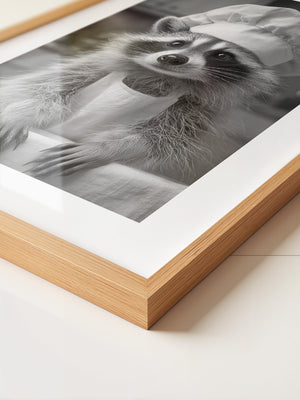 Waschbär Koch Mütze Schwarzweiß