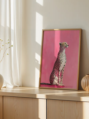Gepard Illustration rosa Hintergrund