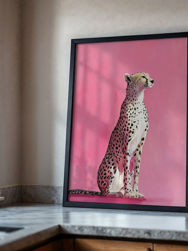 Gepard Illustration rosa Hintergrund
