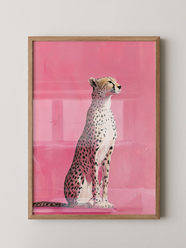 Gepard Illustration rosa Hintergrund