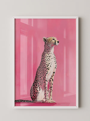 Gepard Illustration rosa Hintergrund