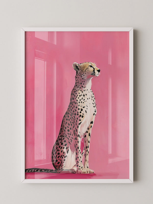 Gepard Illustration rosa Hintergrund