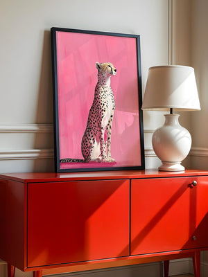 Gepard Illustration rosa Hintergrund