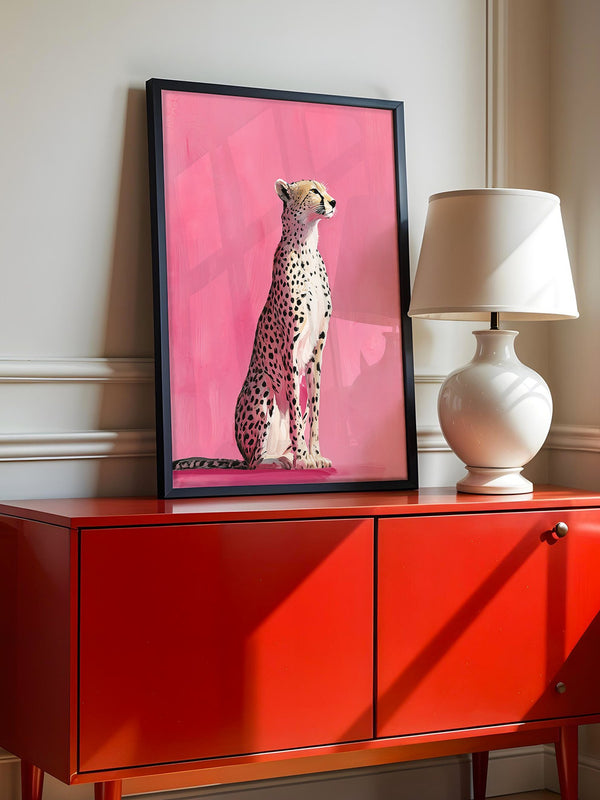 Gepard Illustration rosa Hintergrund