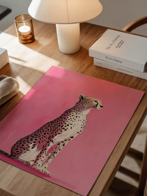 Gepard Illustration rosa Hintergrund