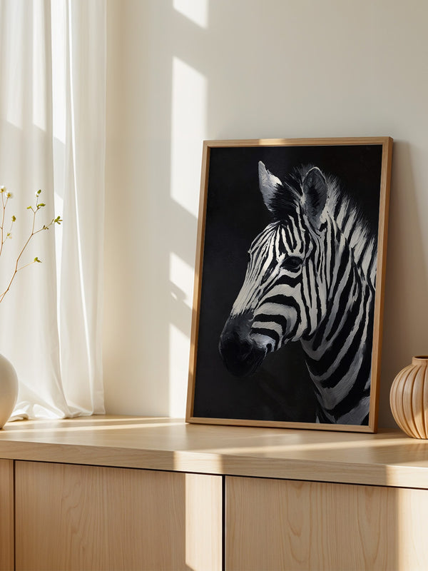 Zebra Profil schwarzweiß Pinselstriche